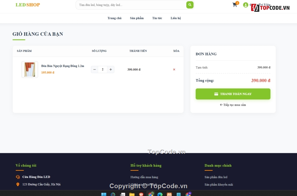 bán website,web bán đèn led,website bán đèn